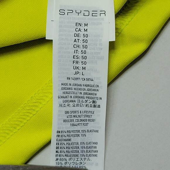 Spyder Citron Yellow Quarter Zip Long Sleeve 4 way Stretch Shirt Men's M NEW - Picture 6 of 9